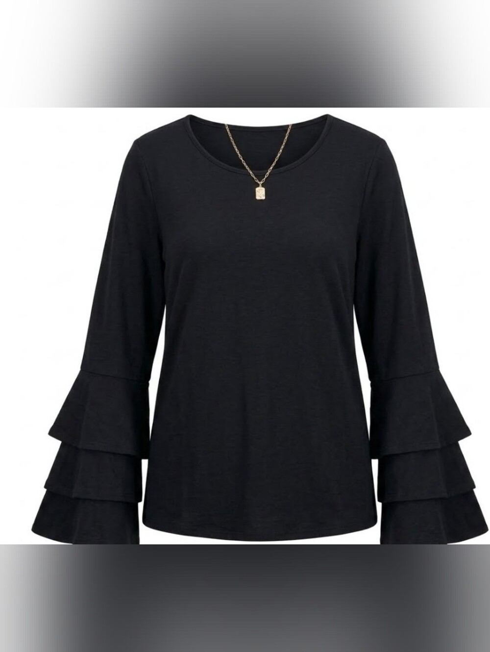Kensie Black Layer Sleeve Blouse